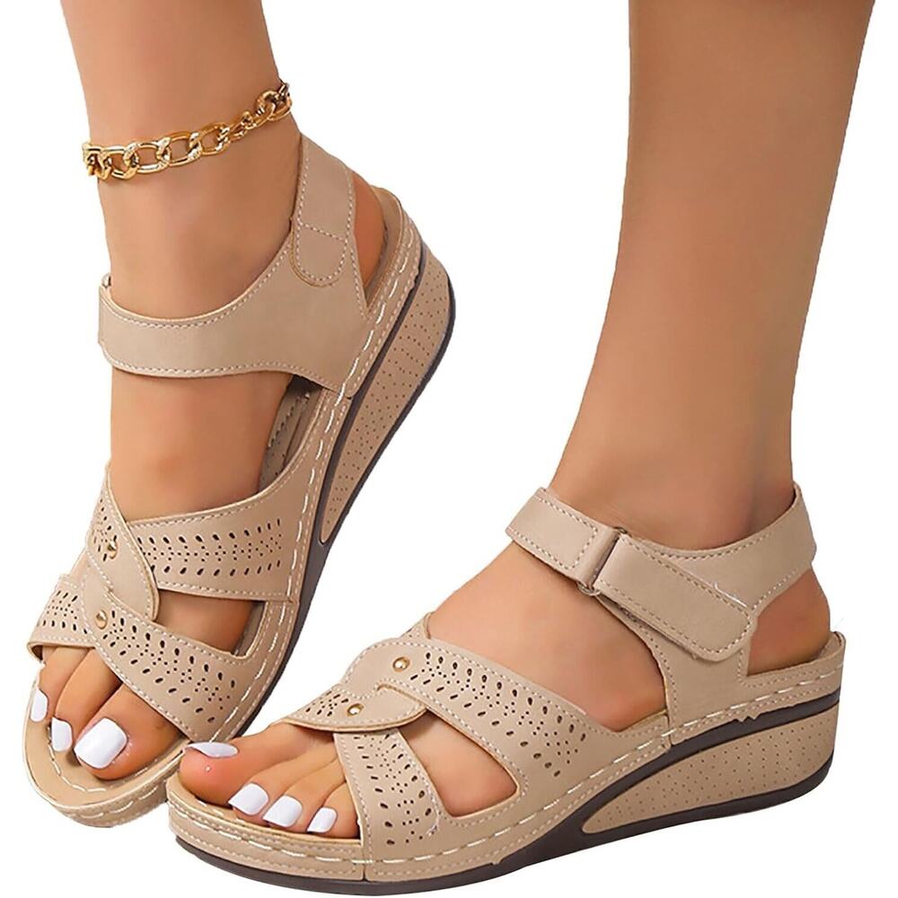 Eeuk Lightweight Orthopedic Women Size 6 Beige Summer Sanders Dressy